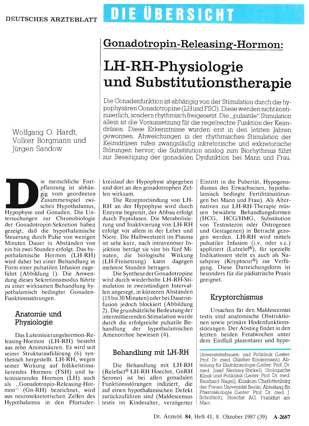 Vorschauseite 1: Gonadotropin-Releasing-Hormon: LH-RH-Physiologie und Substitutionstherapie