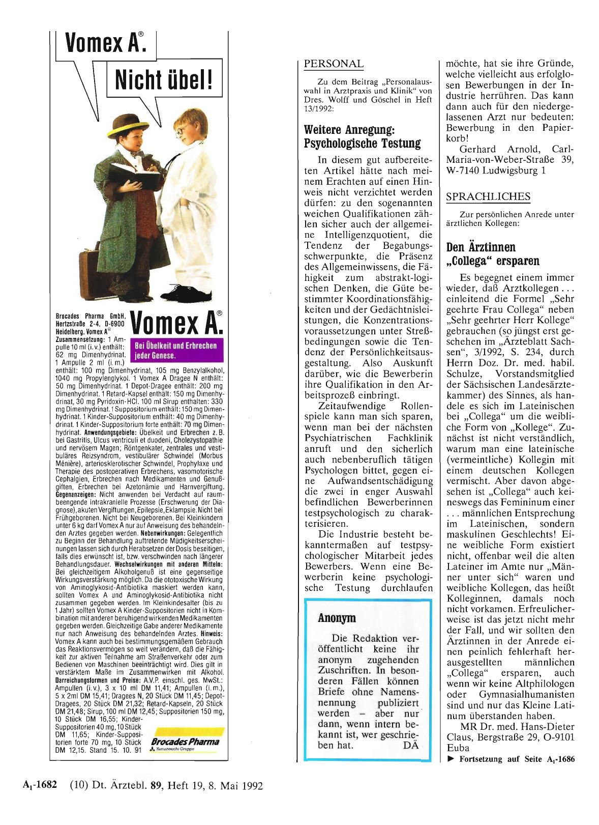 Vorschauseite 1: PERSONAL: Weitere Anregung: Psychologische Testung
