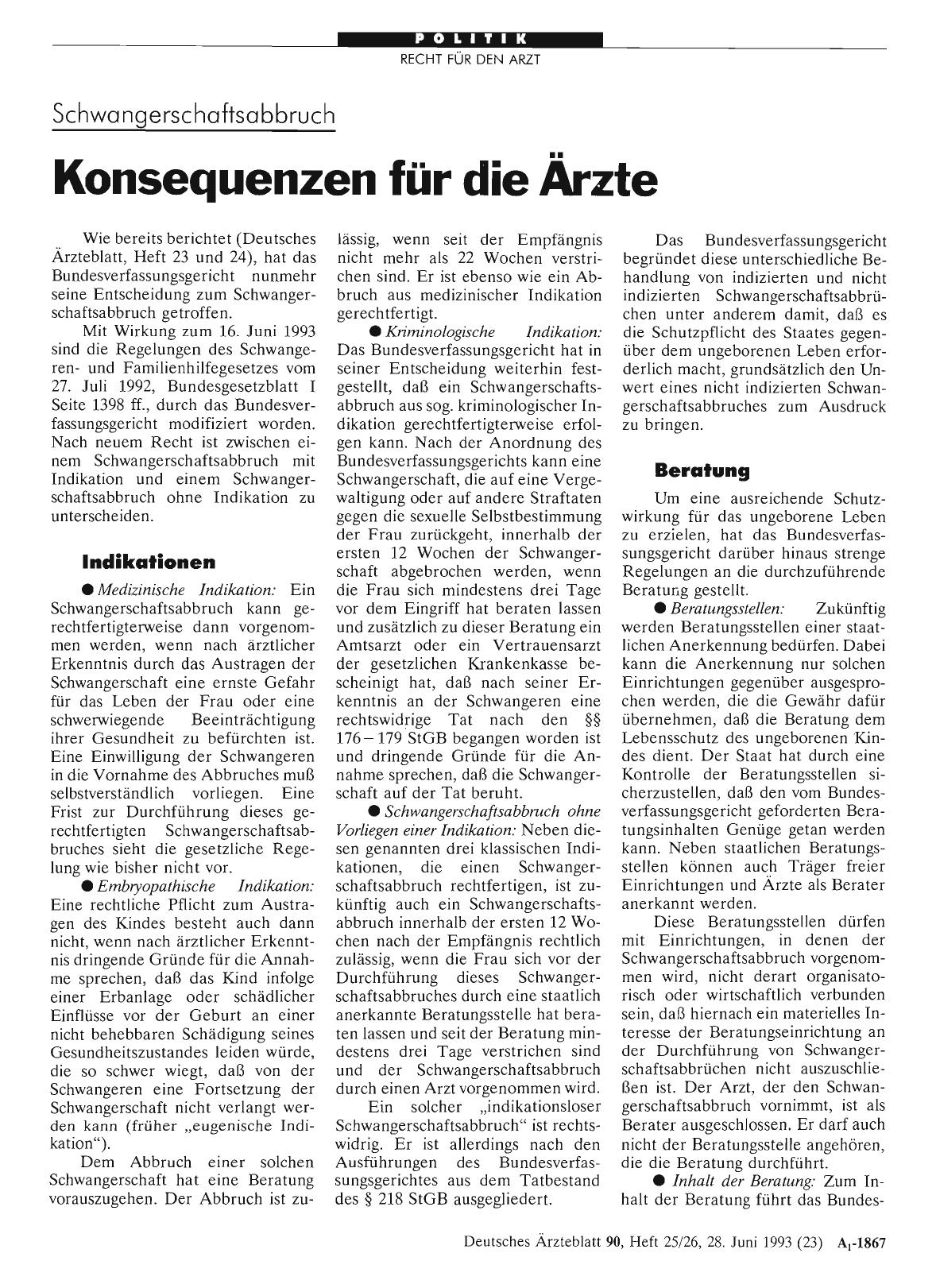 Vorschauseite 1: Schwangerschaftsabbruch: Konsequenzen für die Ärzte