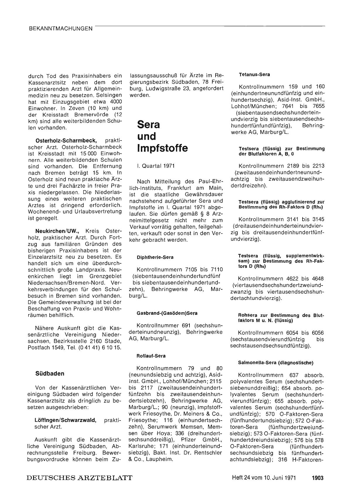 Vorschauseite 1: Sera und Impfstoffe