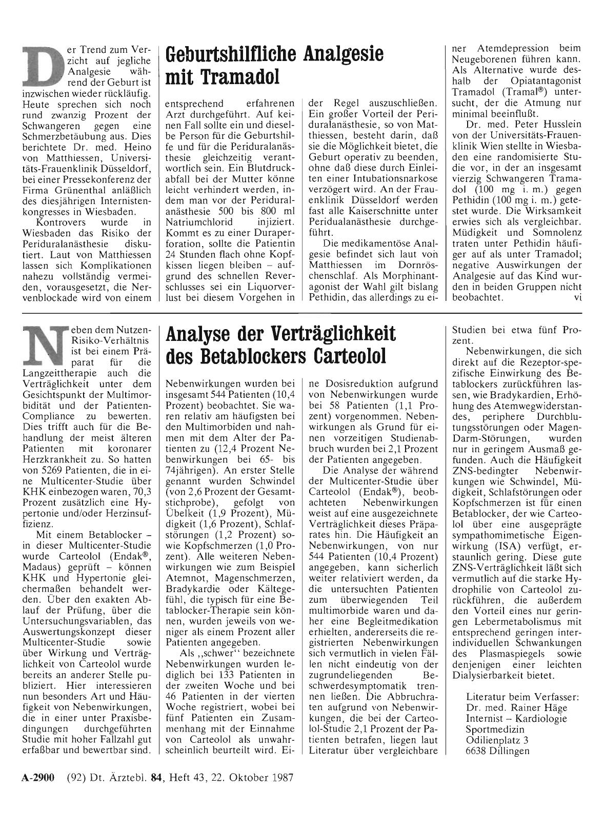 Vorschauseite 1: Analyse der Verträglichkeit des Betablockers Carteolol