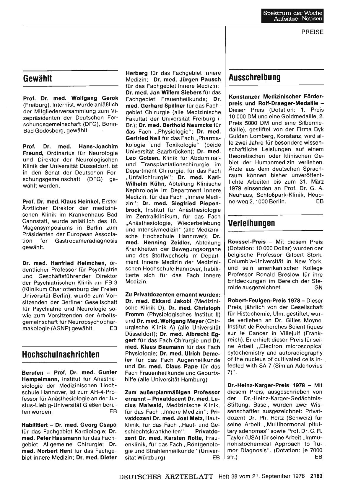 Vorschauseite 1: Verleihungen