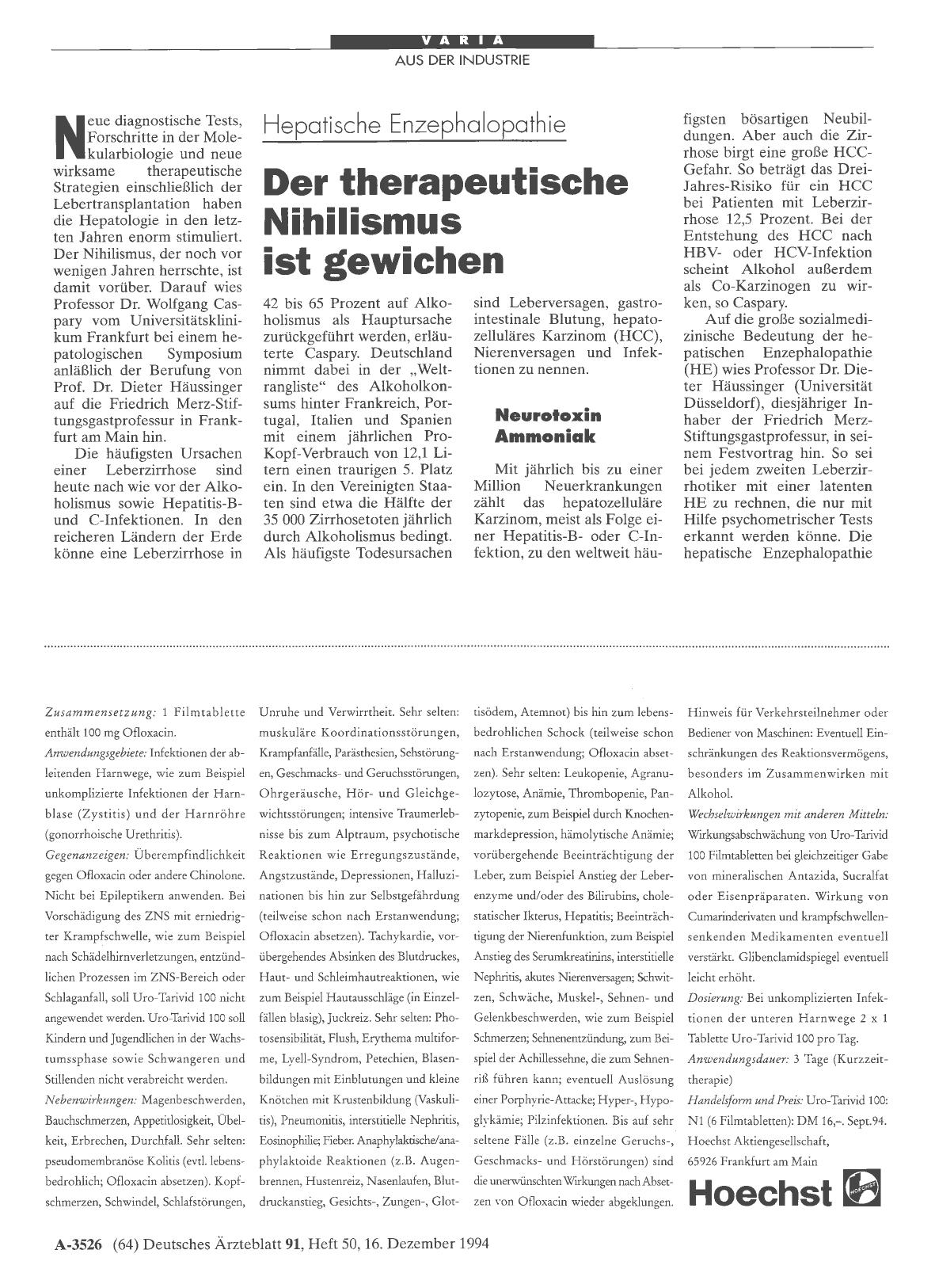 Vorschauseite 1: Hepatische Enzephalopathie: Der therapeutische Nihilismus ist gewichen