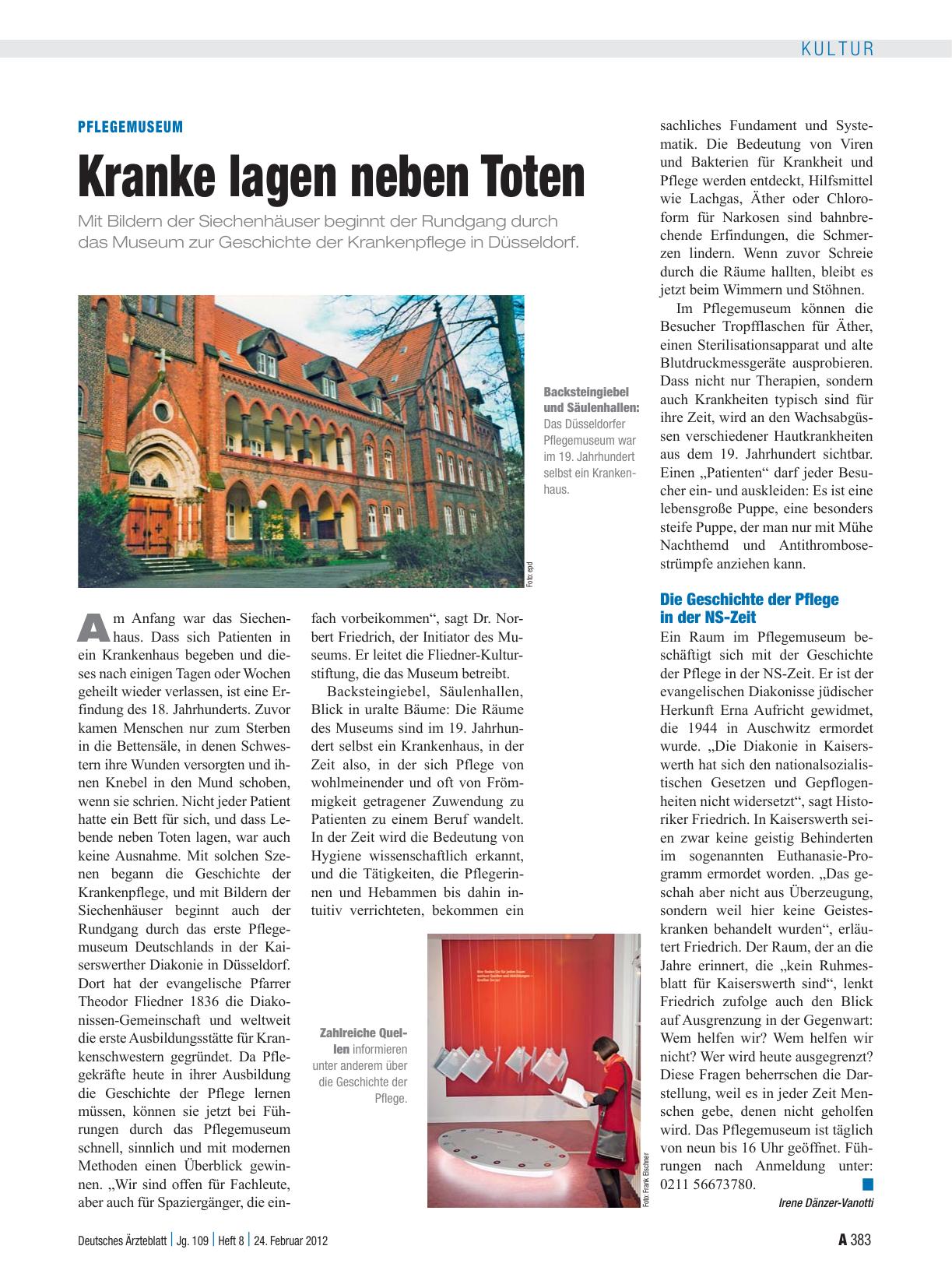 Vorschauseite 1: Pflegemuseum: Kranke lagen neben Toten