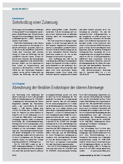 Vorschauseite 1: GOÄ-Ratgeber: Abrechnung der flexiblen Endoskopie der oberen Atemwege