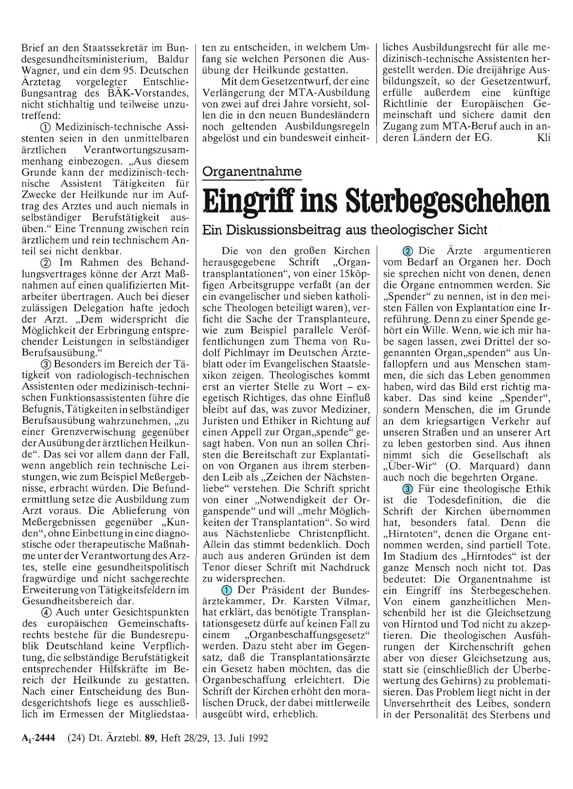 Vorschauseite 1: Organentnahme: Eingriff ins Sterbegeschehen: Ein Diskussionsbeitrag aus theologischer Sicht
