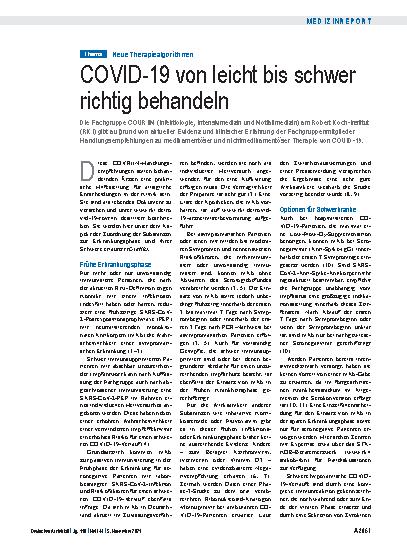 Vorschauseite 1: Neue Therapiealgorithmen: COVID-19 von leicht bis schwer richtig behandeln