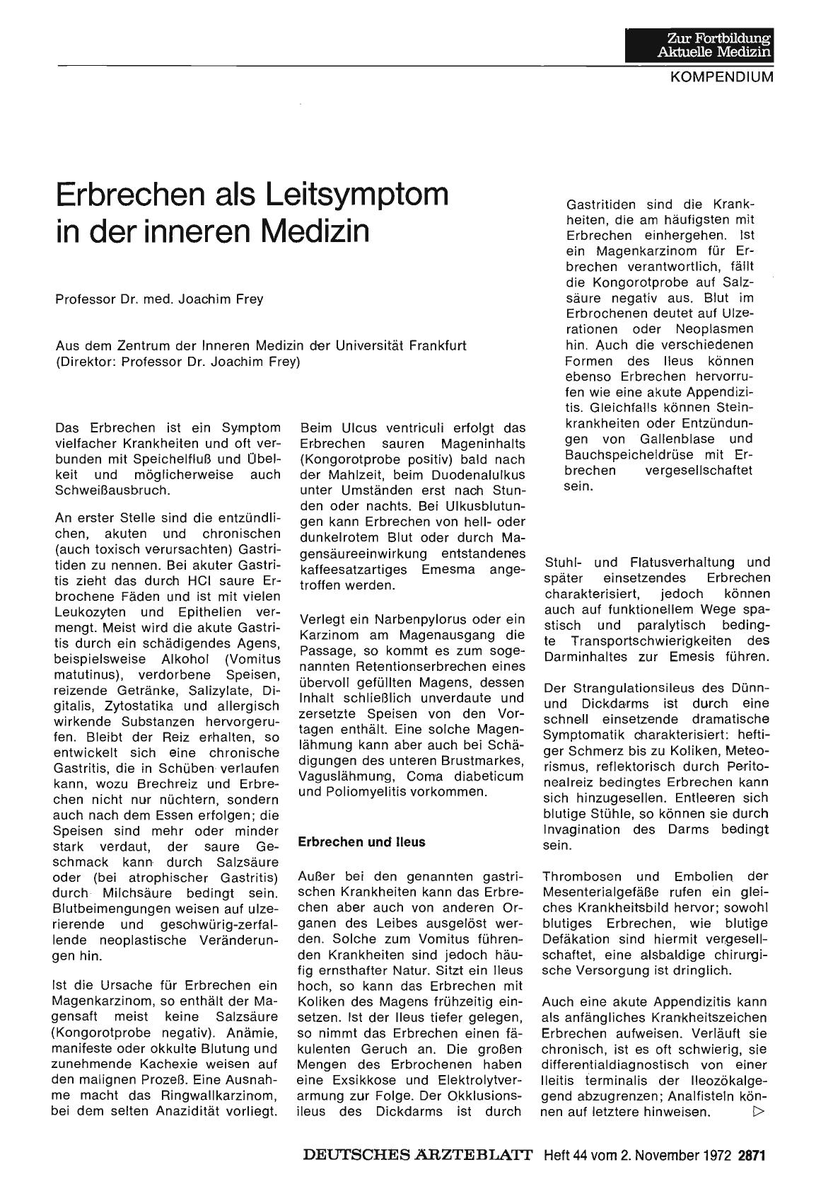 Vorschauseite 1: Erbrechen als Leitsymptom in der inneren Medizin