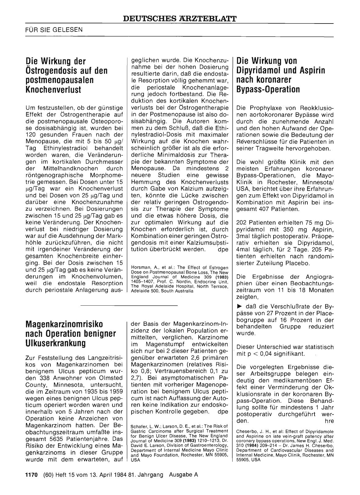 Vorschauseite 1: Magenkarzinomrisiko nach Operation benigner Ulkuserkrankung