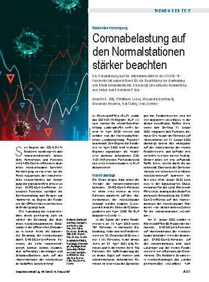 Vorschauseite 1: Stationäre Versorgung: Coronabelastung auf den Normalstationen stärker beachten
