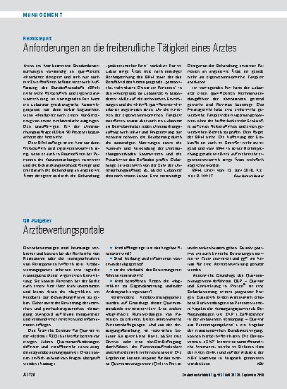 Vorschauseite 1: QM-Ratgeber: Arztbewertungsportale