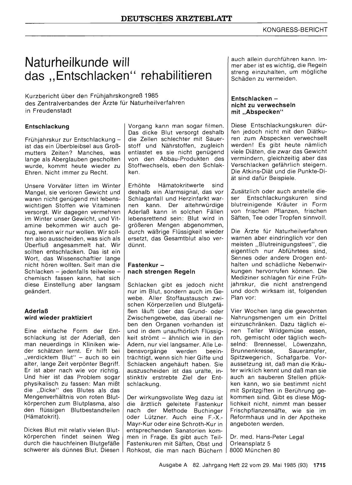 Vorschauseite 1: Naturheilkunde will das „Entschlacken“ rehabilitieren