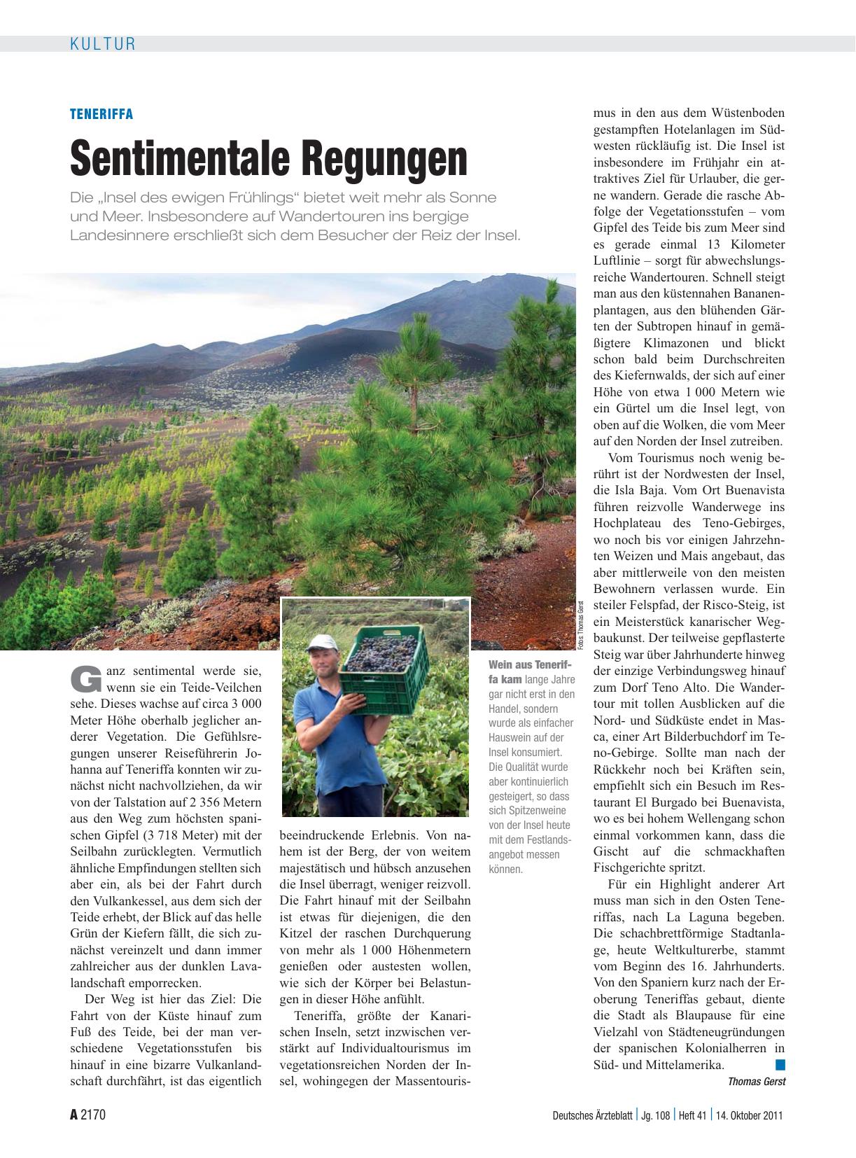 Vorschauseite 1: Teneriffa: Sentimentale Regungen