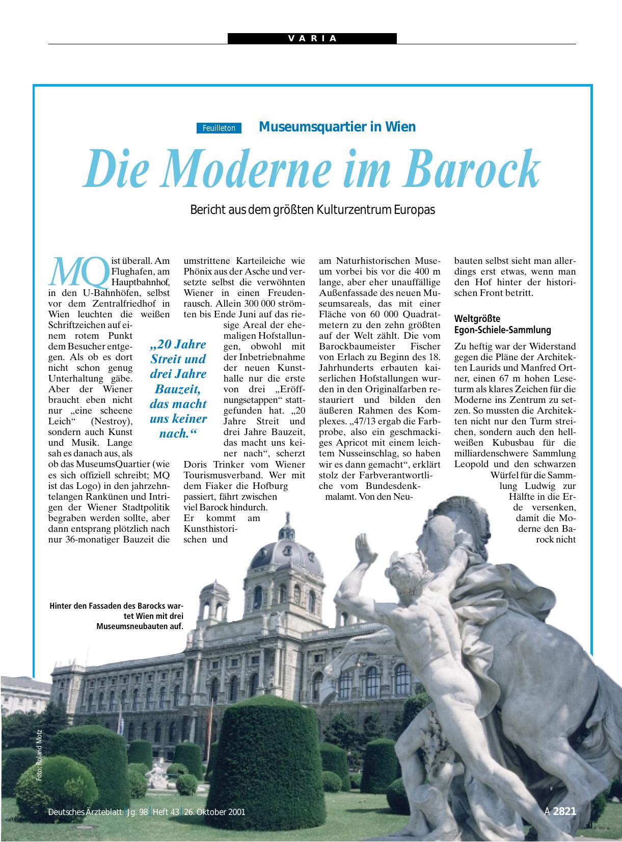 Vorschauseite 1: Museumsquartier in Wien: Die Moderne im Barock