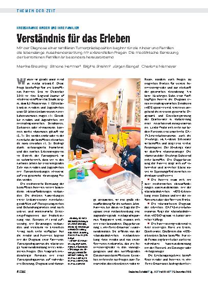 Vorschauseite 1: Krebskranke Kinder und ihre Familien: Verständnis für das Erleben