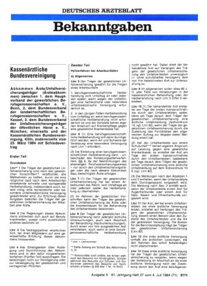 Vorschauseite 1: Abkommen Ärzte/Unfallversicherungsträger