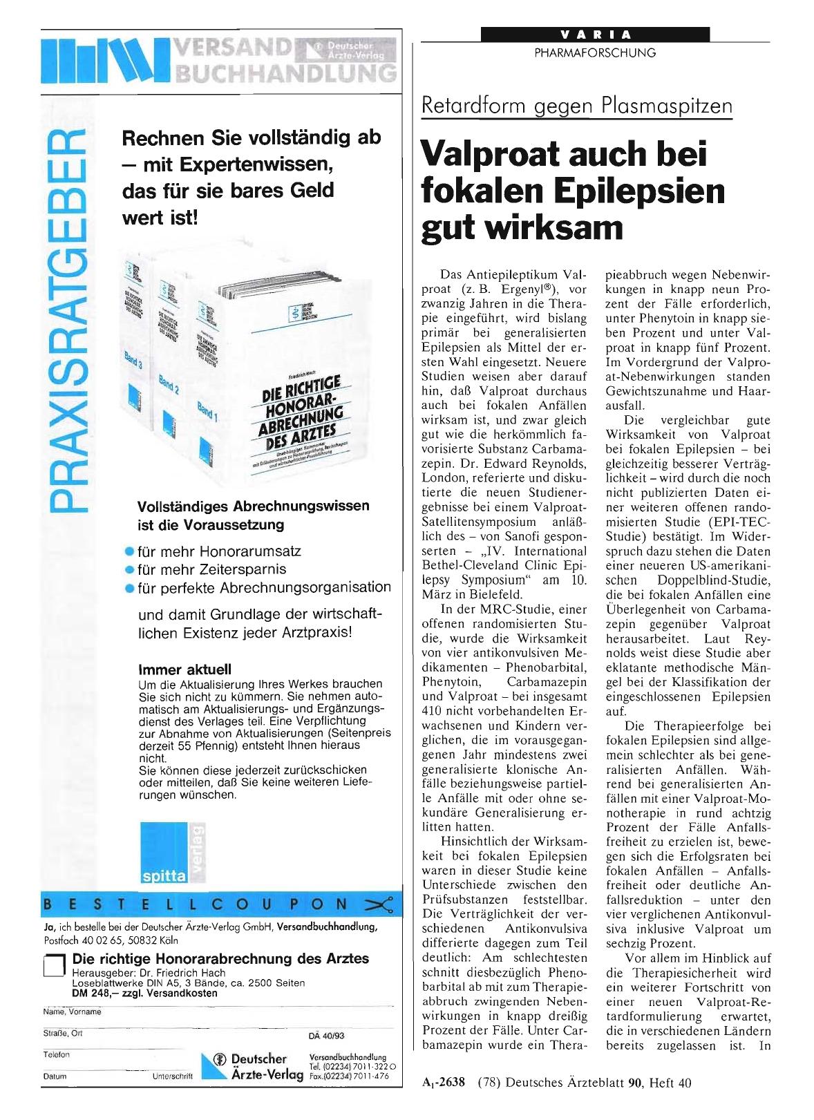 Vorschauseite 1: Retardform gegen Plasmaspitzen: Valproat auch bei fokalen Epilepsien gut wirksam