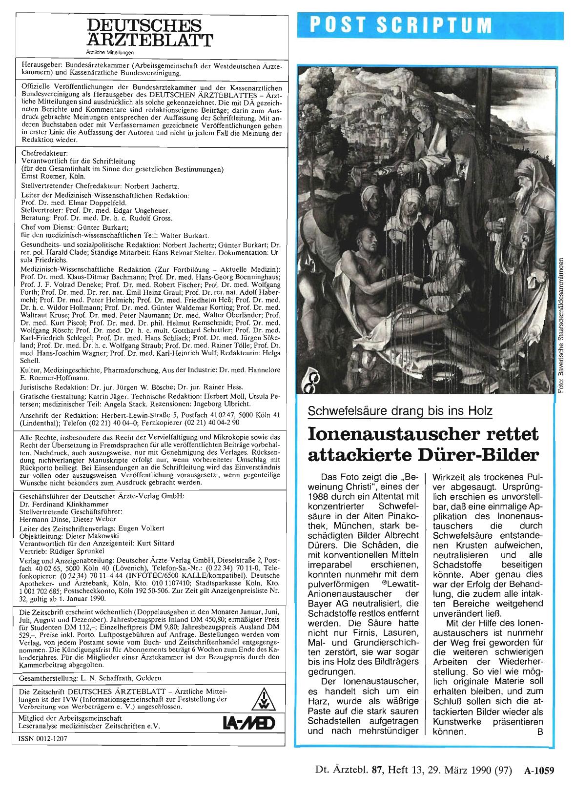 Vorschauseite 1: Schwefelsäure drang bis ins Holz: Ionenaustauscher rettet attackierte Dürer-Bilder