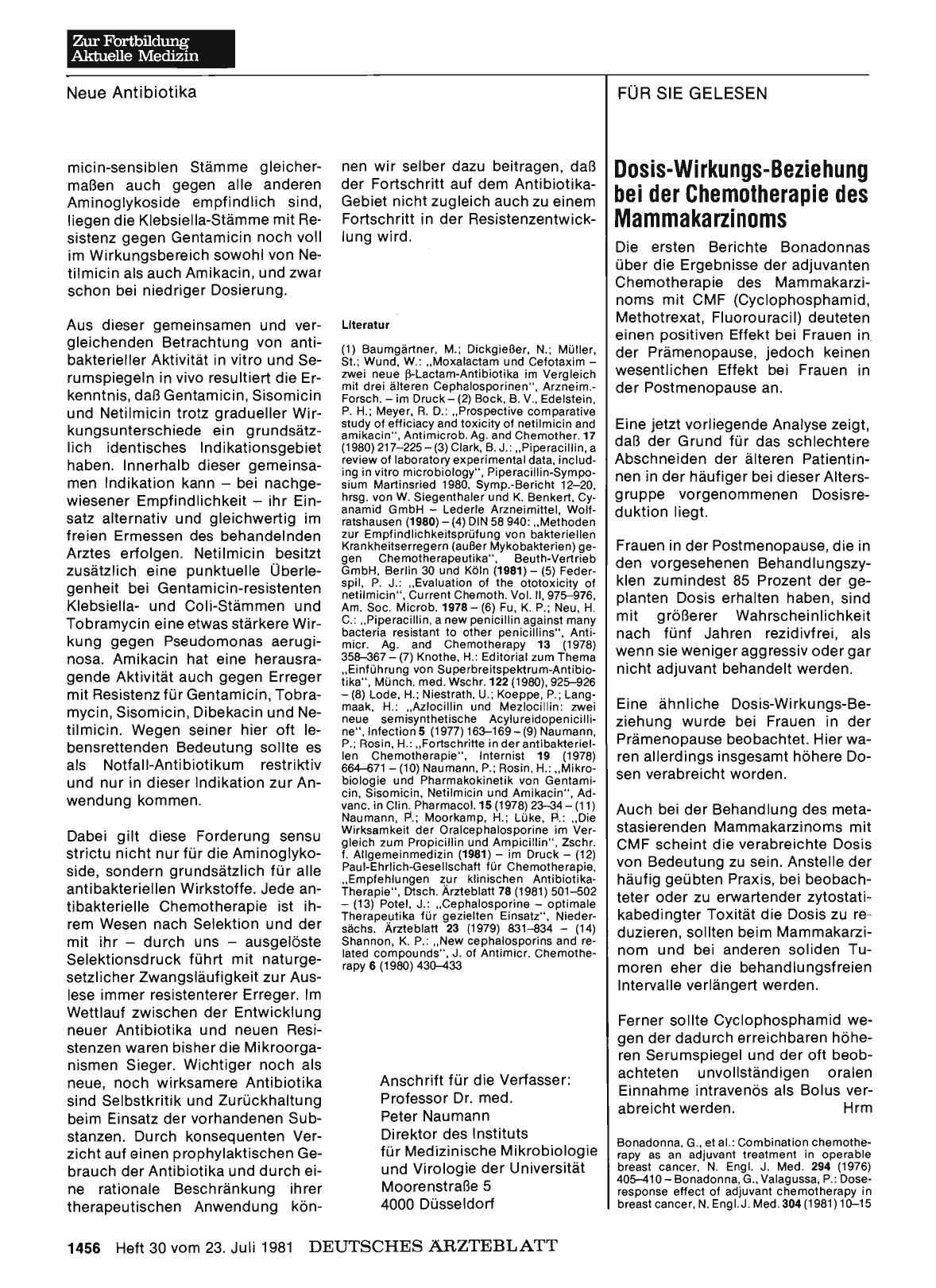 Vorschauseite 1: Dosis-Wirkungs-Beziehung bei der Chemotherapie des Mammakarzinoms