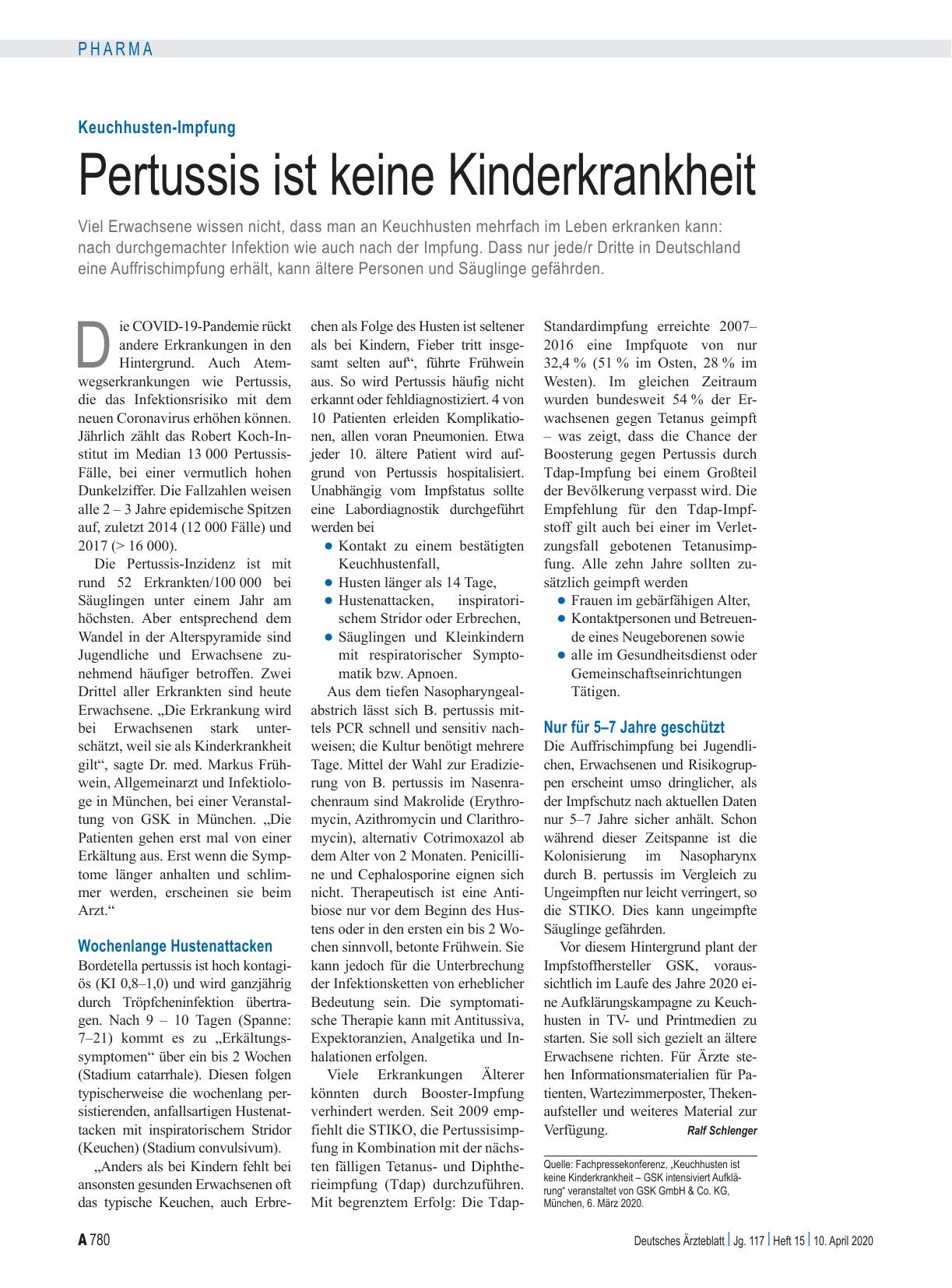 Vorschauseite 1: Keuchhusten-Impfung: Pertussis ist keine Kinderkrankheit