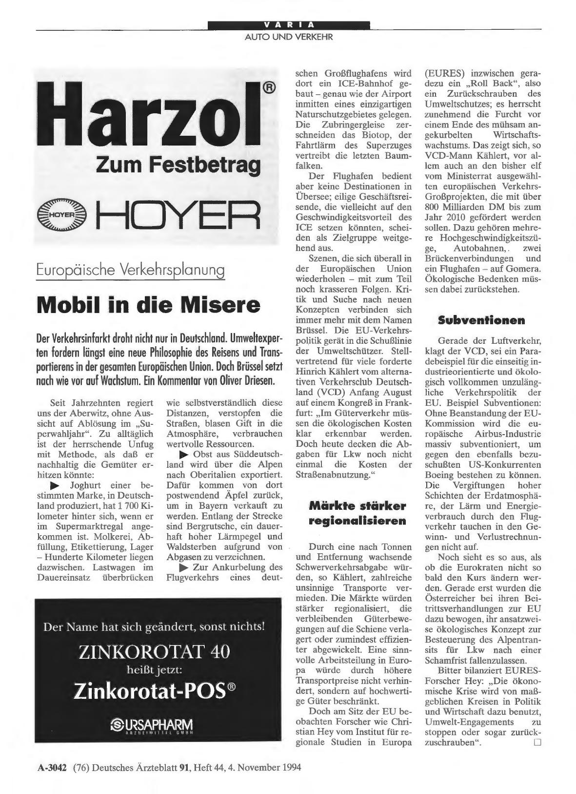 Vorschauseite 1: Europäische Verkehrsplanung: Mobil in die Misere