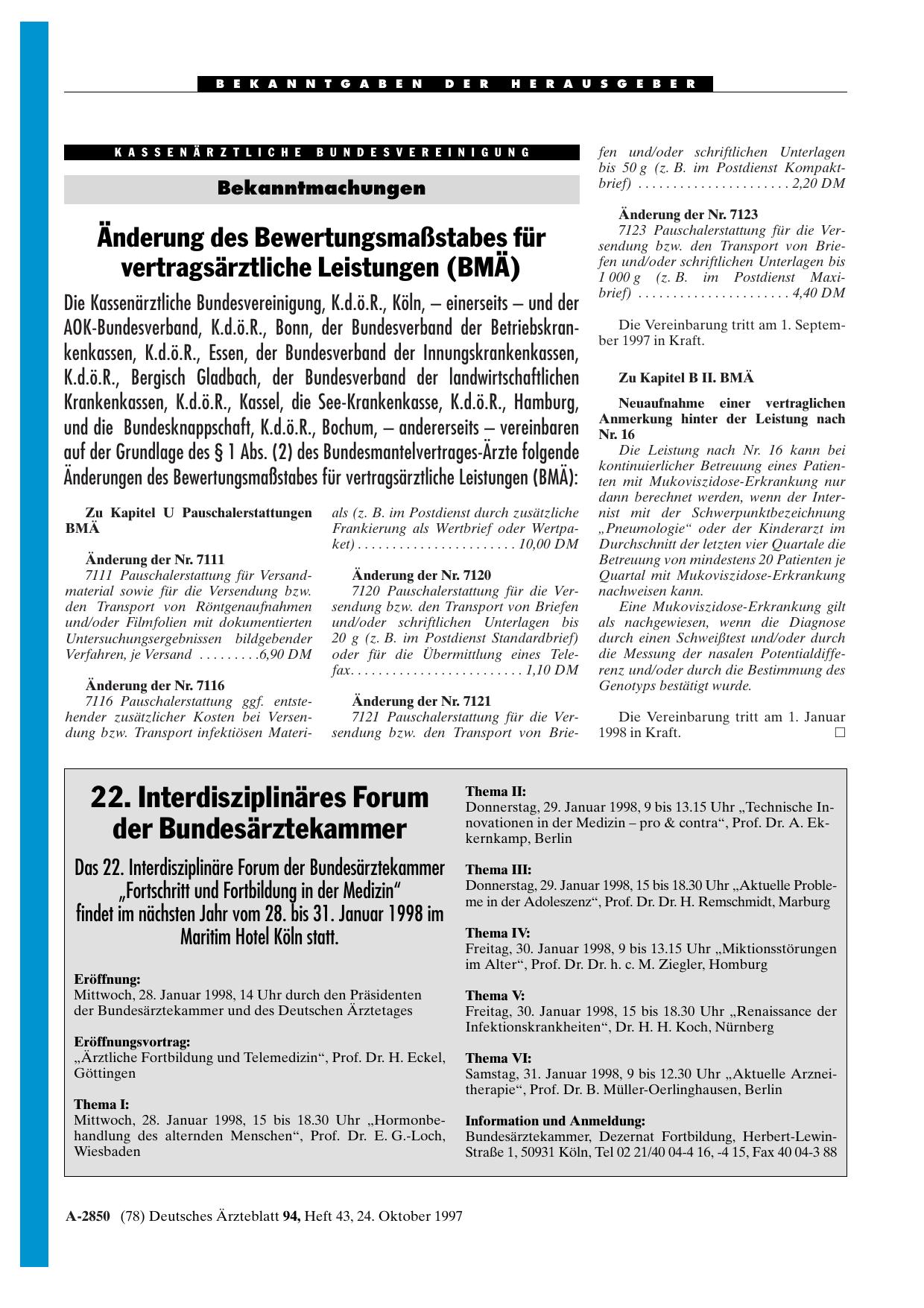 Vorschauseite 1: 22. Interdisziplinäres Forum der Bundesärztekammer