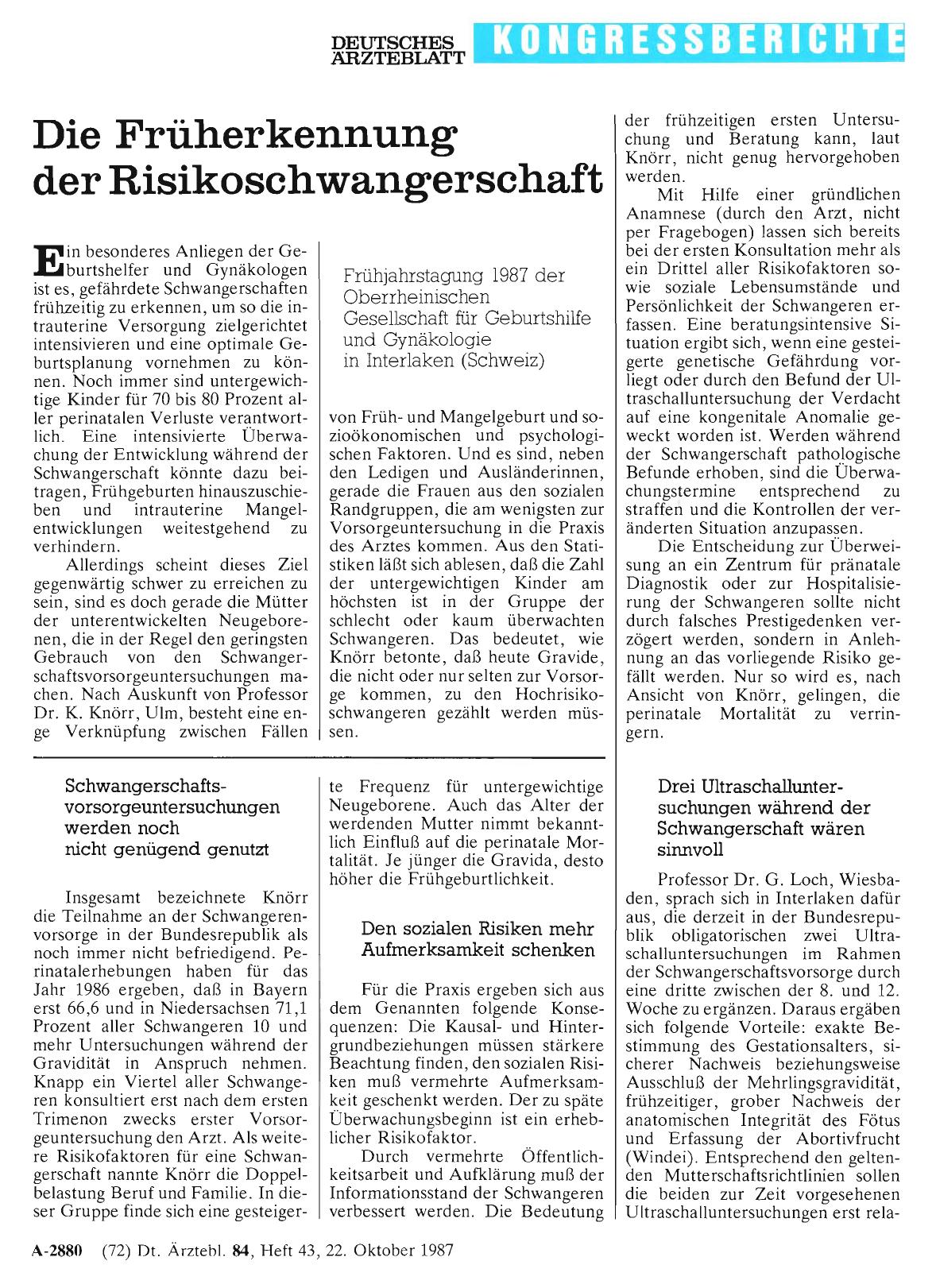 Vorschauseite 1: Die Früherkennung der Risikoschwangerschaft