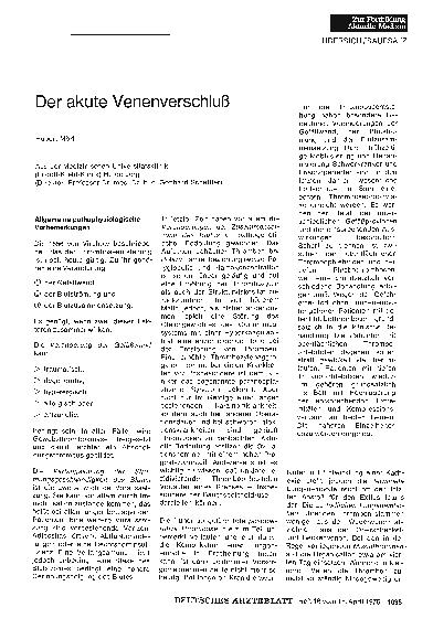Vorschauseite 1: Der akute Venenverschluß