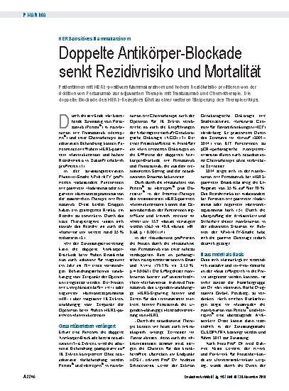 Vorschauseite 1: HER2-positives Mammakarzinom: Doppelte Antikörper-Blockade senkt Rezidivrisiko und Mortalität