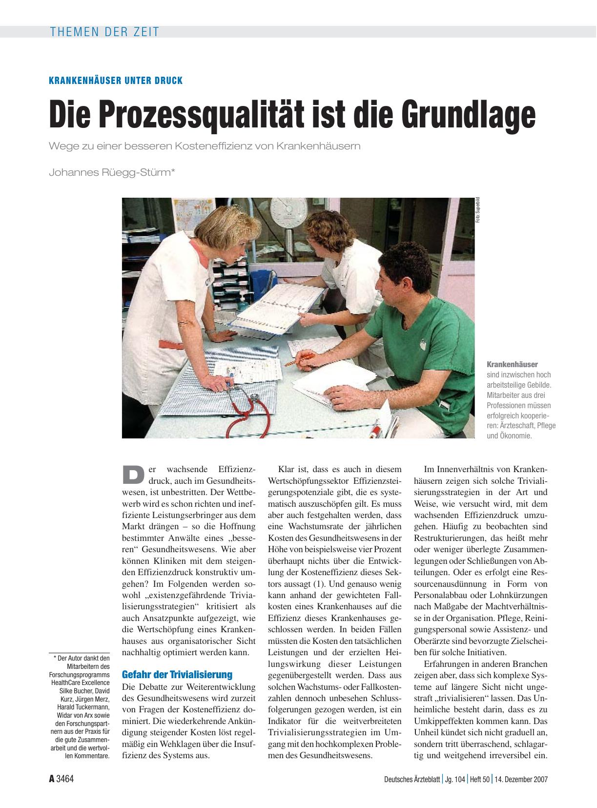 Vorschauseite 1: Krankenhäuser unter Druck: Die Prozessqualität ist die Grundlage