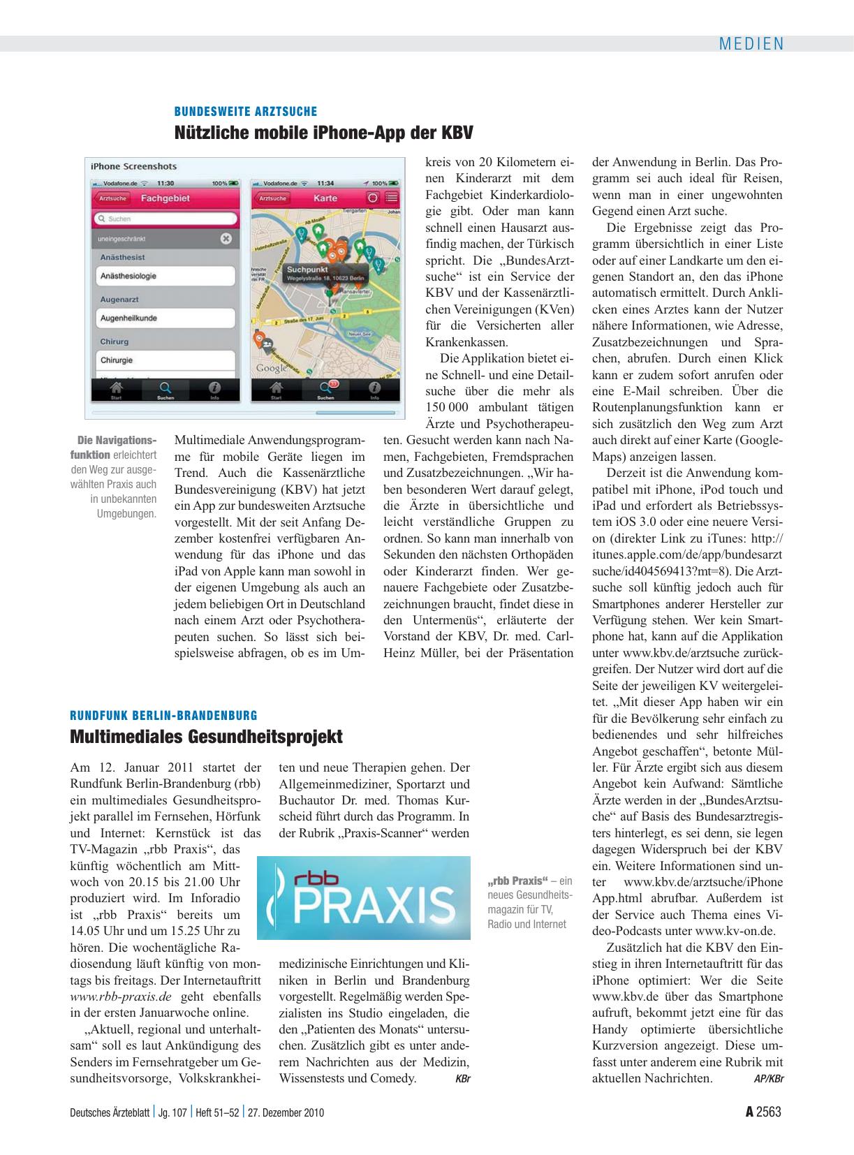 Vorschauseite 1: Rundfunk Berlin-Brandenburg: Multimediales Gesundheitsprojekt