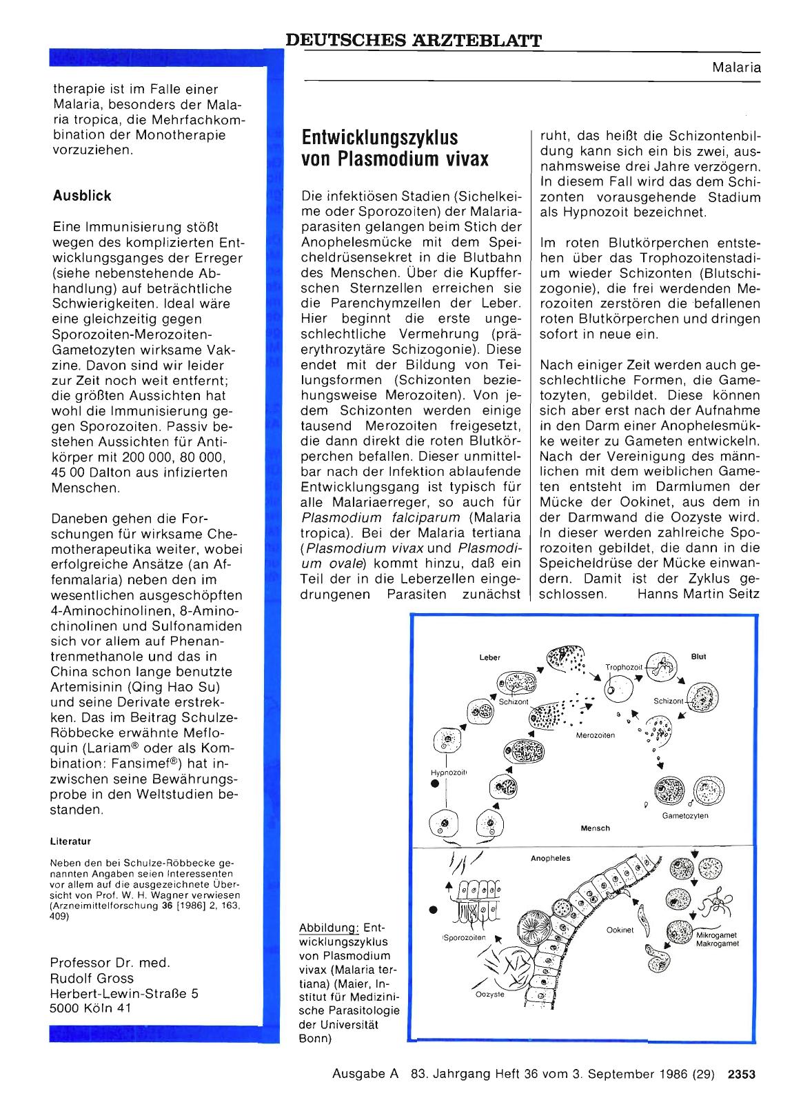 Vorschauseite 1: Entwicklungszyklus von Plasmodium vivax