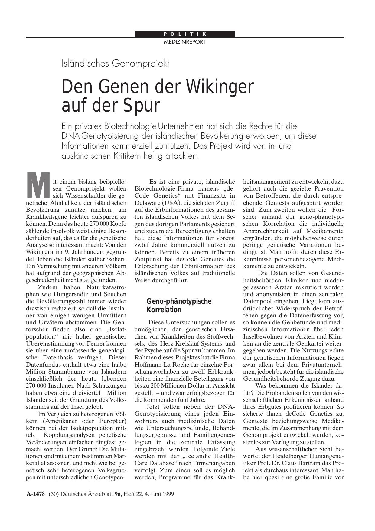 Vorschauseite 1: Isländisches Genomprojekt: Den Genen der Wikinger auf der Spur