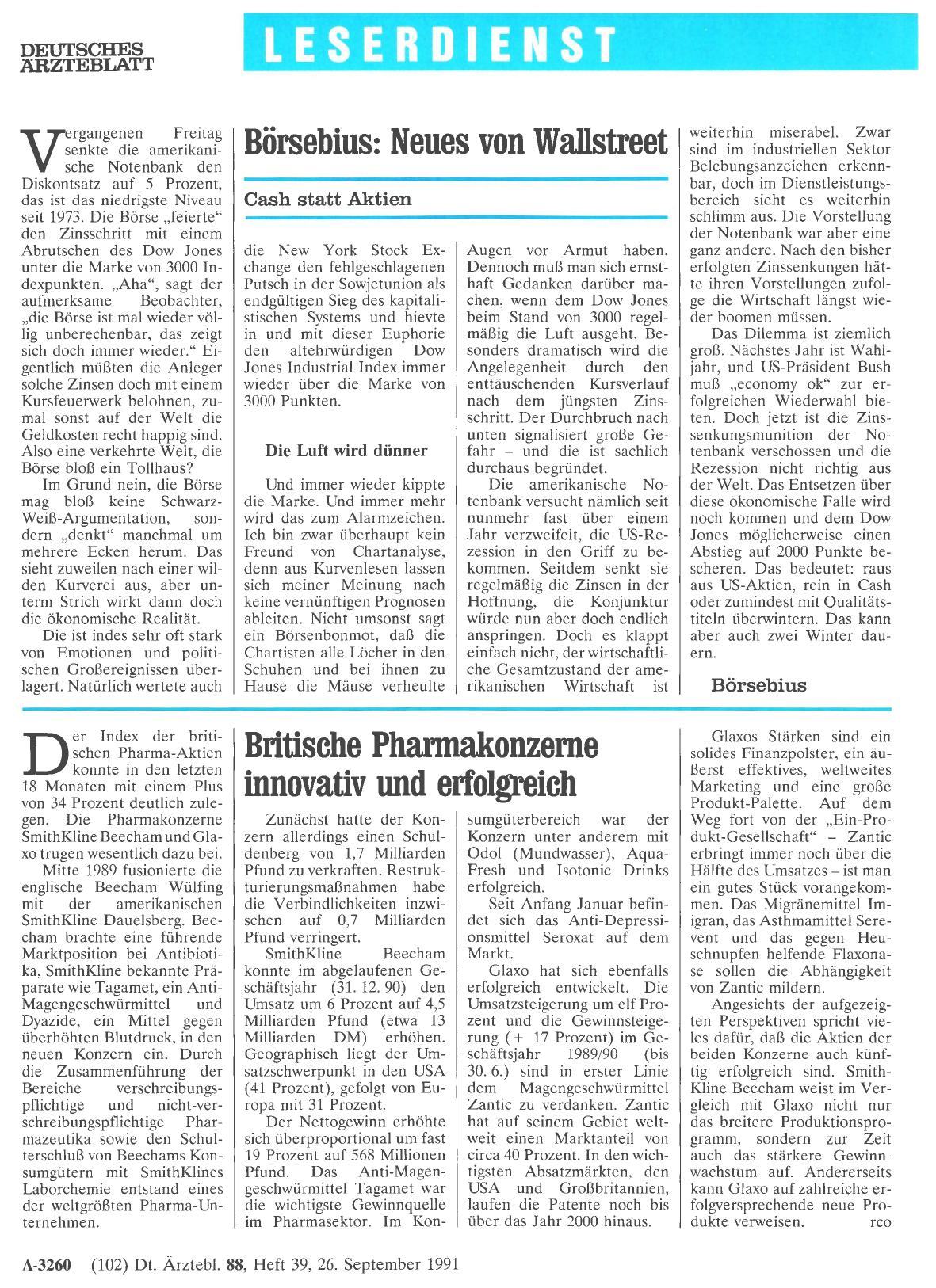 Vorschauseite 1: Börsebius: Neues von Wallstreet