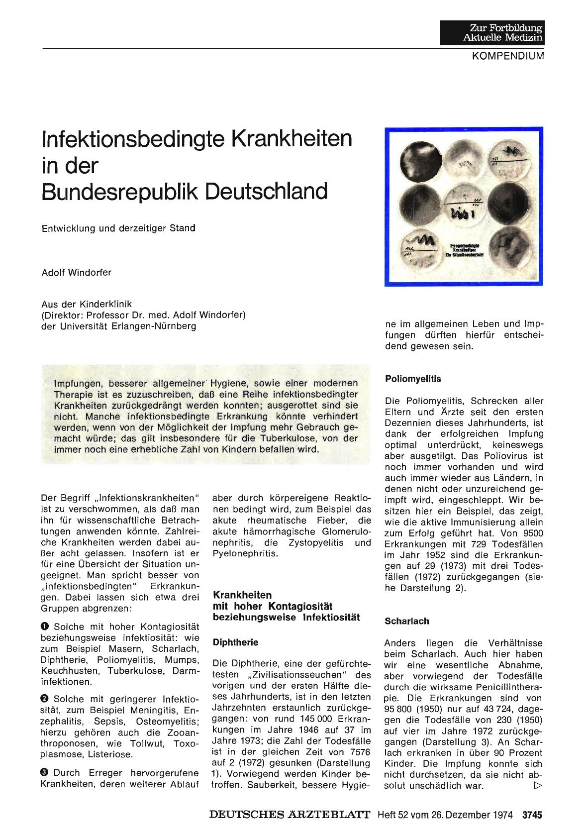 Vorschauseite 1: Infektionsbedingte Krankheiten in der Bundesrepublik Deutschland