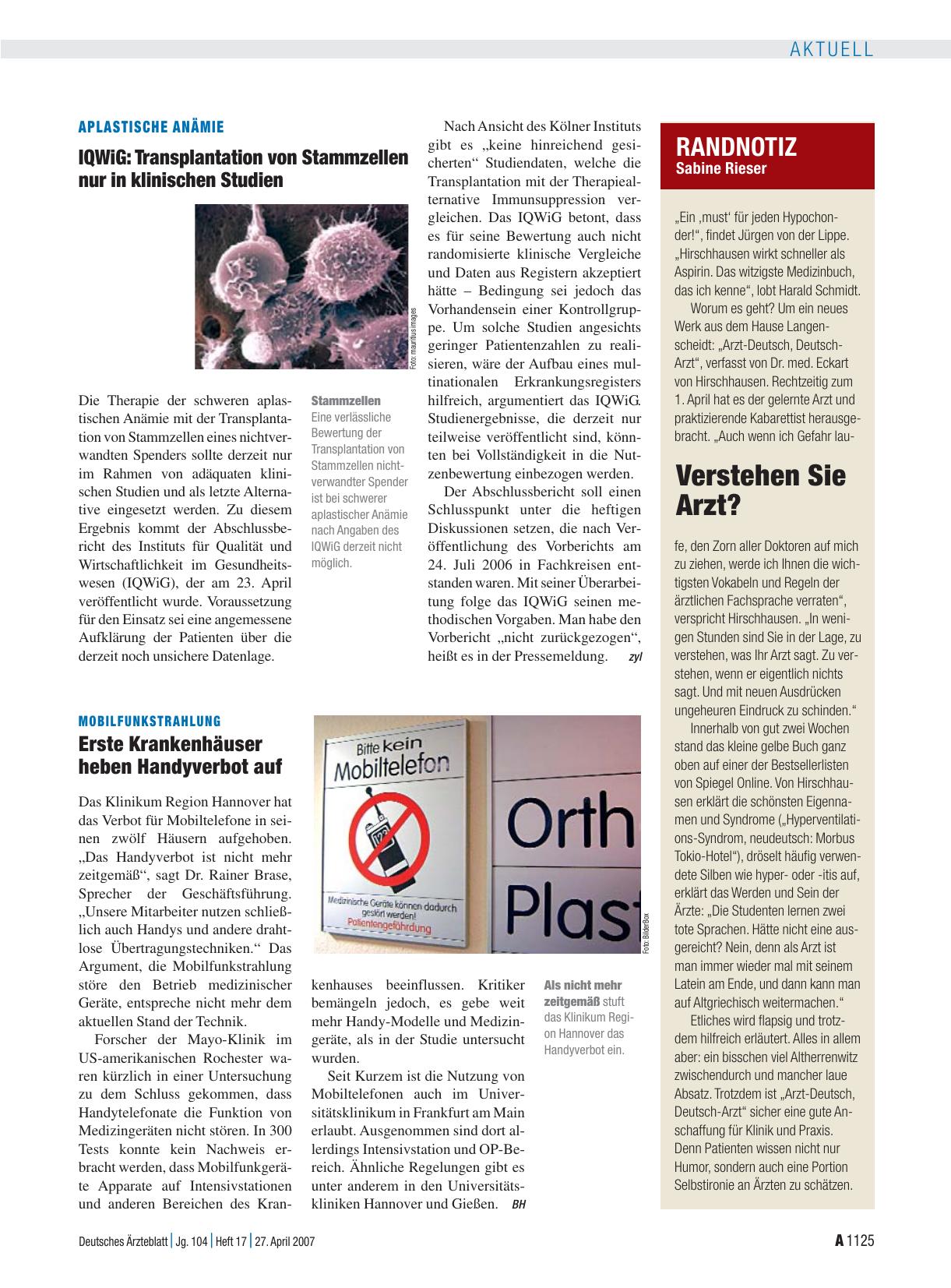 Vorschauseite 1: RANDNOTIZ: Verstehen Sie Arzt?