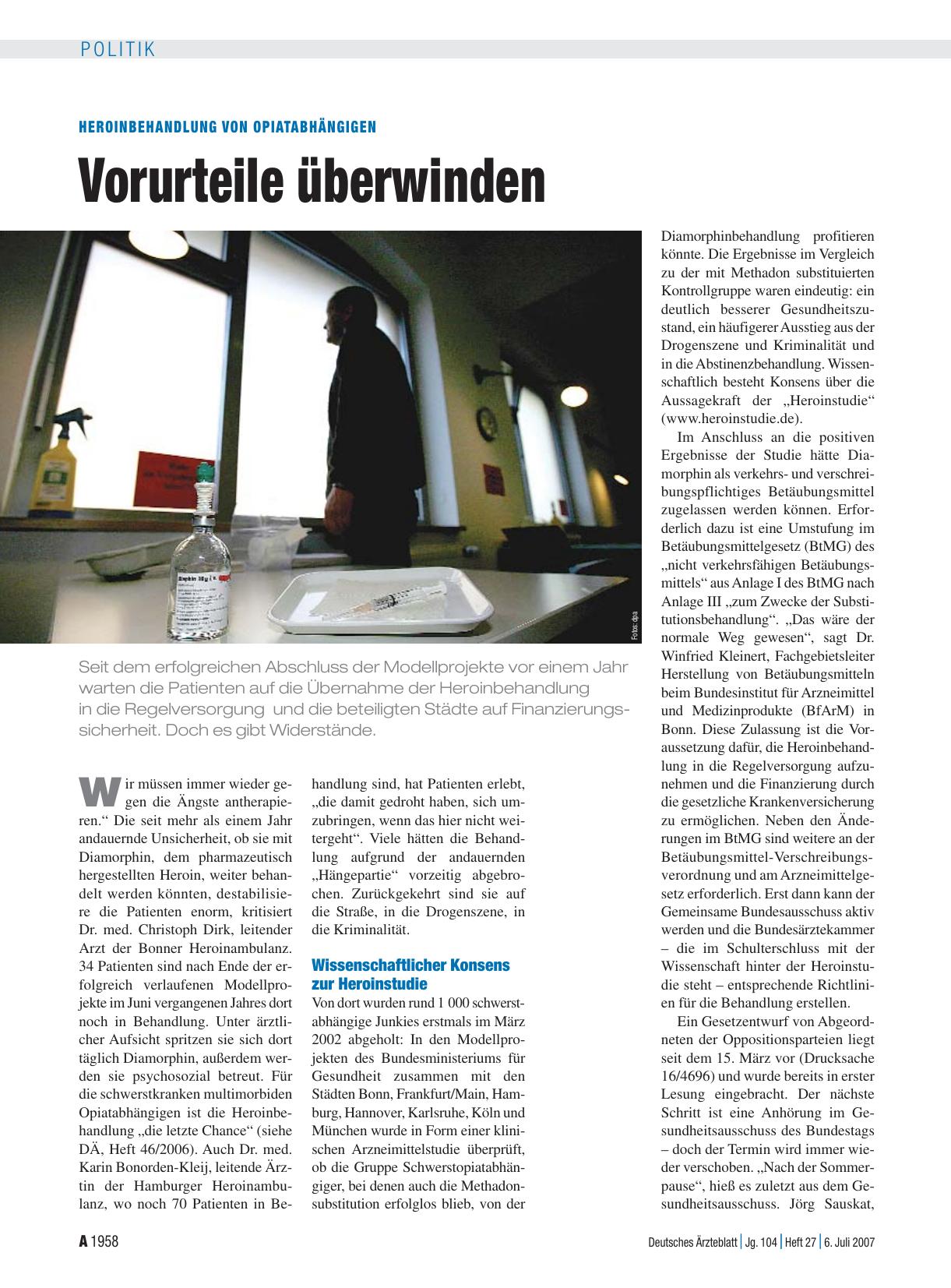 Vorschauseite 1: Heroinbehandlung von Opiatabhängigen: Vorurteile überwinden
