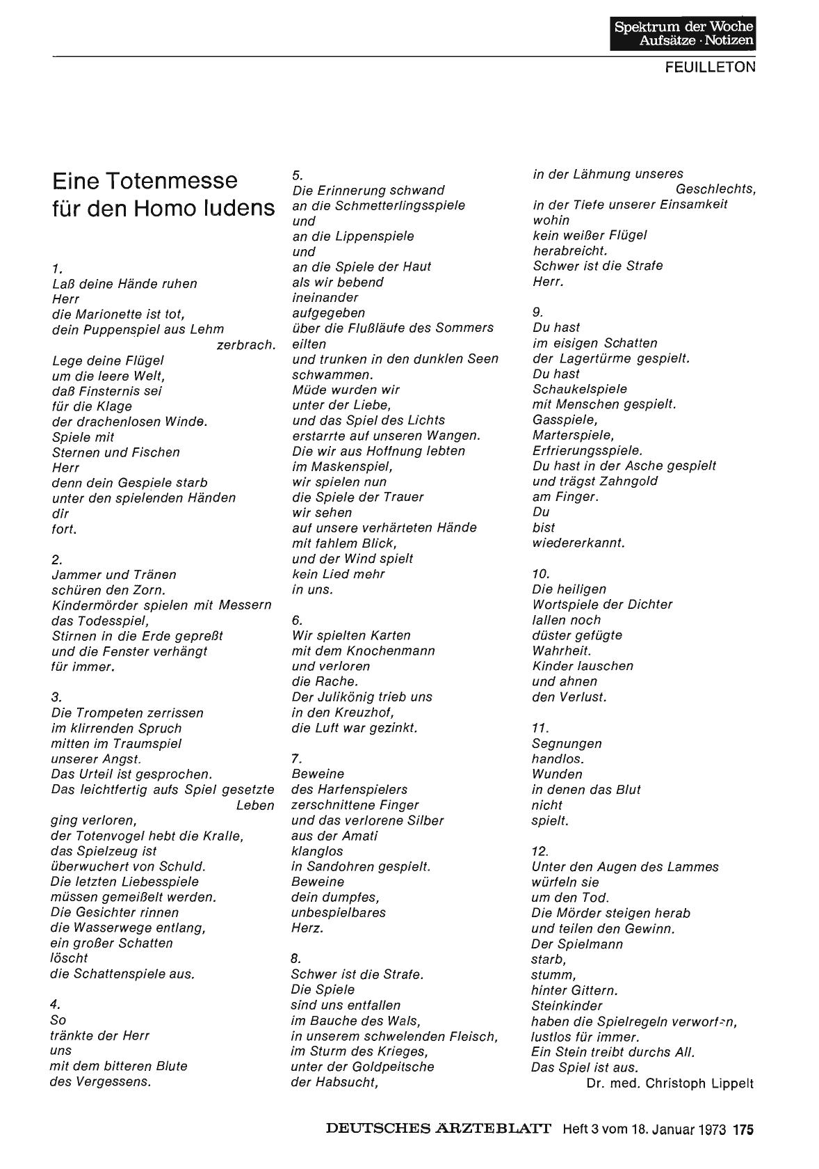 Vorschauseite 1: Eine Totenmesse für den Homo ludens