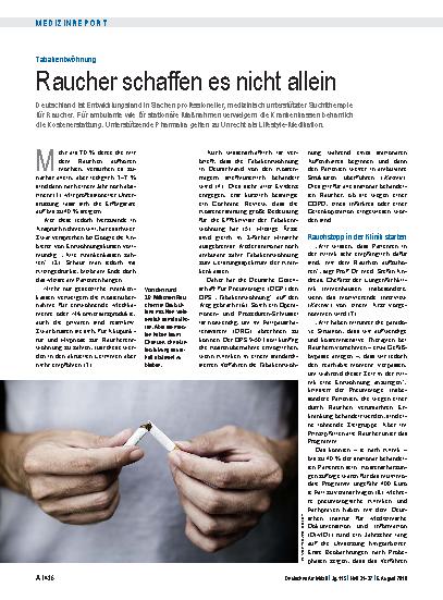 Vorschauseite 1: Tabakentwöhnung: Raucher schaffen es nicht allein