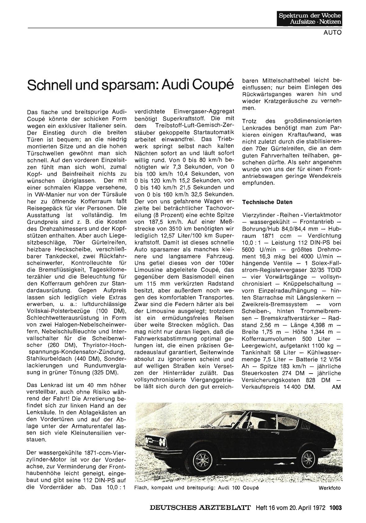 Vorschauseite 1: Schnell und sparsam: Audi Coupé
