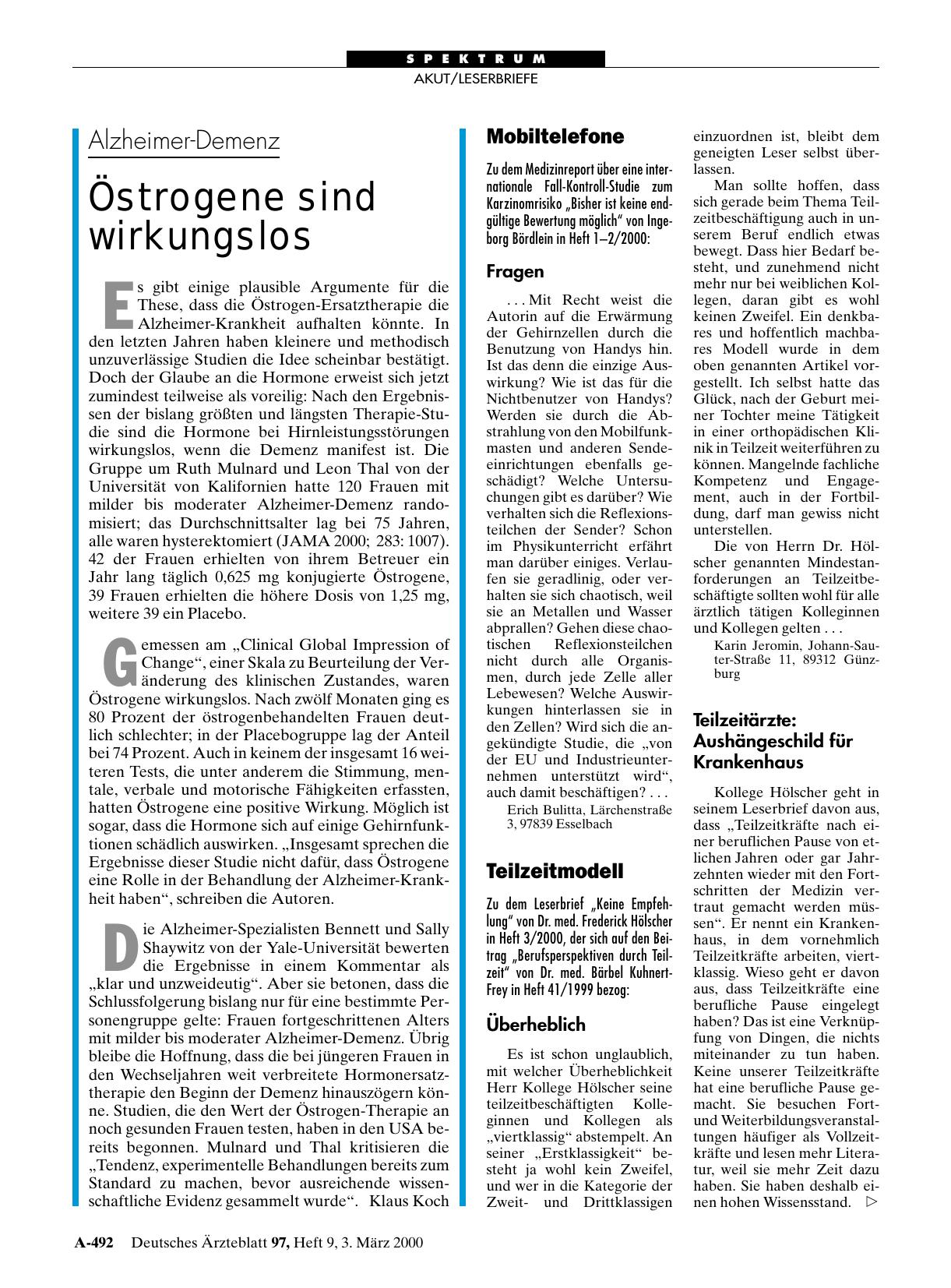 Vorschauseite 1: Teilzeitmodell: Überheblich