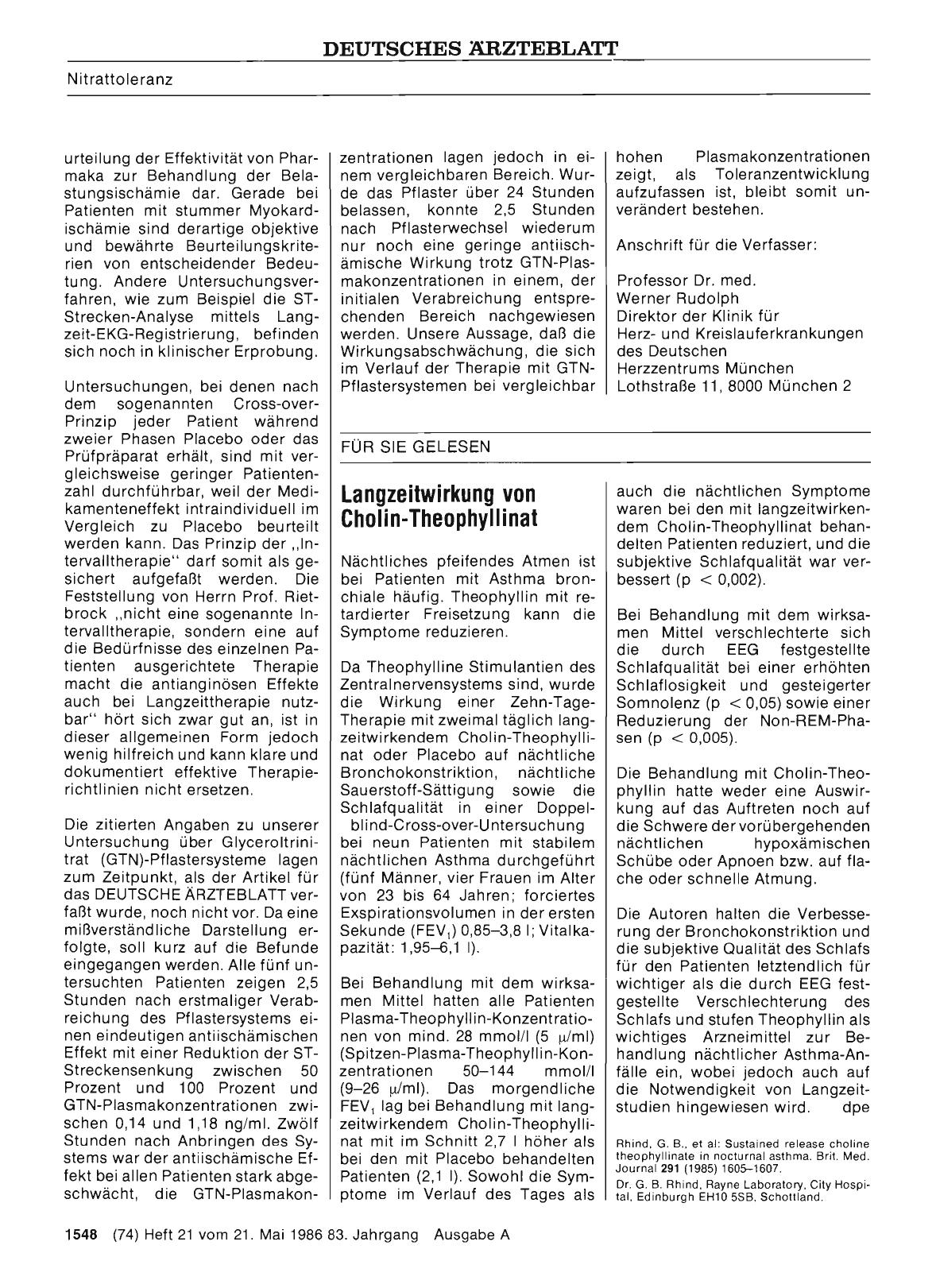 Vorschauseite 1: Langzeitwirkung von Cholin-Theophyllinat