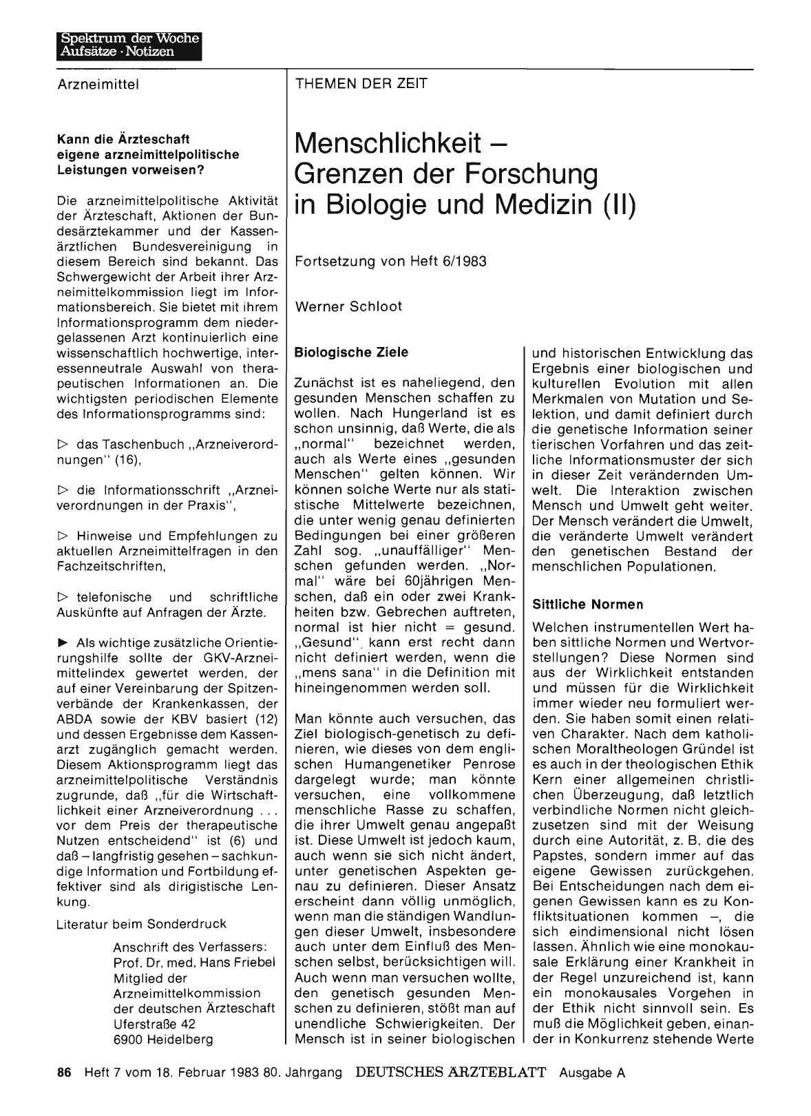 Vorschauseite 1: Menschlichkeit - Grenzen der Forschung in Biologie und Medizin (II)