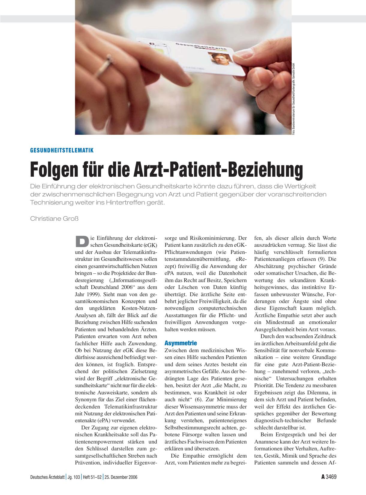 Vorschauseite 1: Gesundheitstelematik: Folgen für die Arzt-Patient-Beziehung