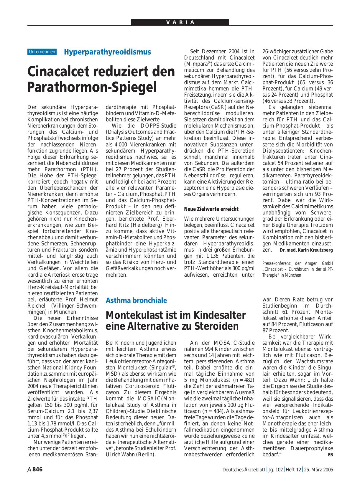 Vorschauseite 1: Asthma bronchiale: Montekulast ist im Kindesalter eine Alternative zu Steroiden