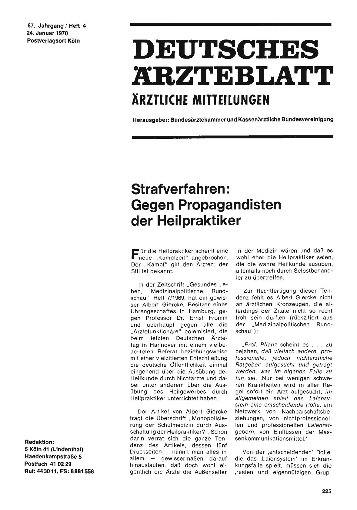 Vorschauseite 1: Strafverfahren: Gegen Propagandisten der Heilpraktiker
