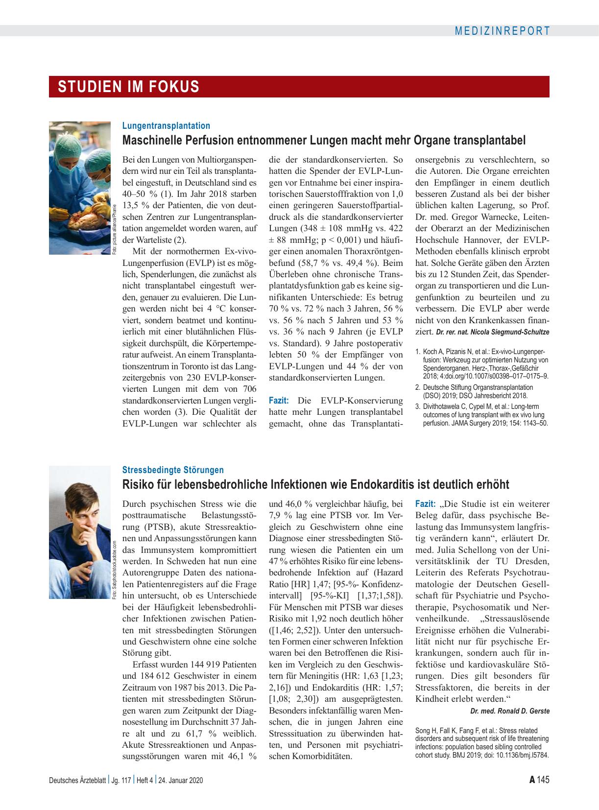 Vorschauseite 1: Lungentransplantation: Maschinelle Perfusion entnommener Lungen macht mehr Organe transplantabel