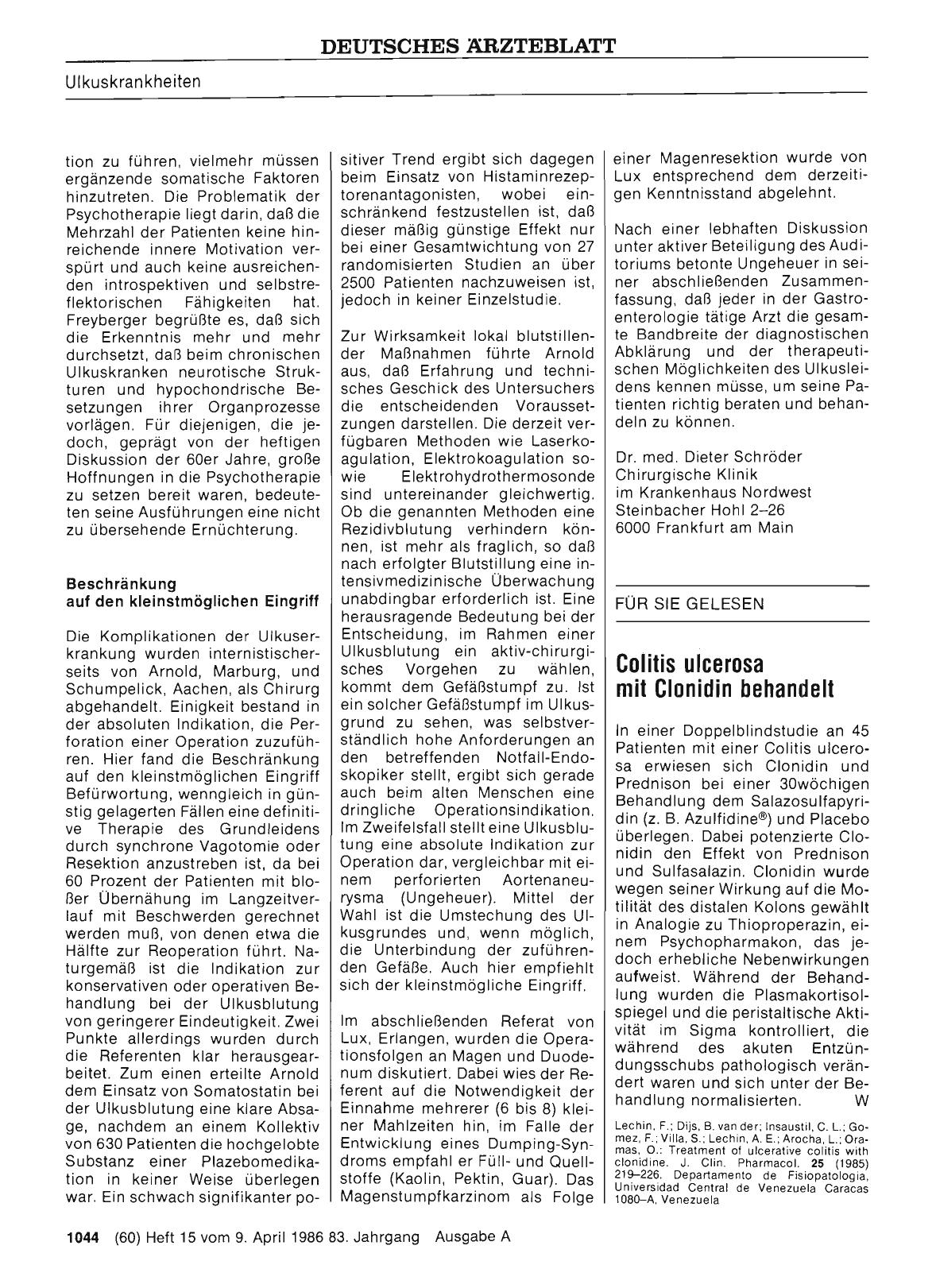 Vorschauseite 1: Colitis ulcerosa mit Clonidin behandelt