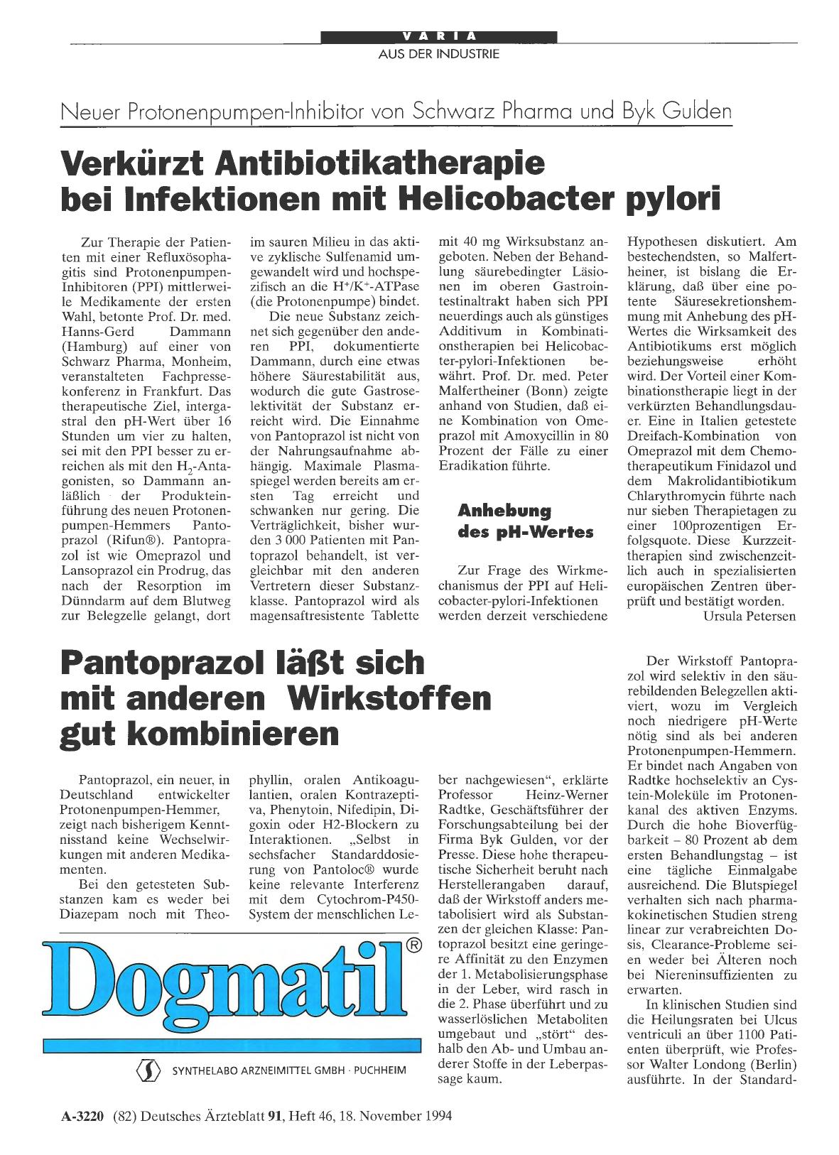 Vorschauseite 1: Pantoprazol läßt sich mit anderen Wirkstoffen gut kombinieren