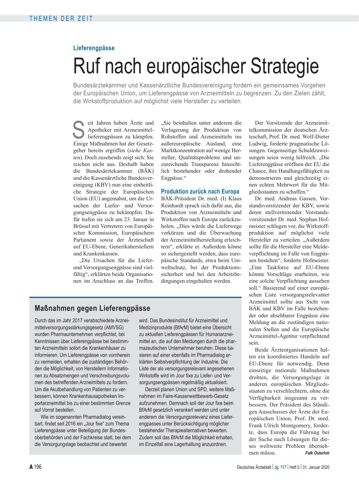 Vorschauseite 1: Lieferengpässe: Ruf nach europäischer Strategie